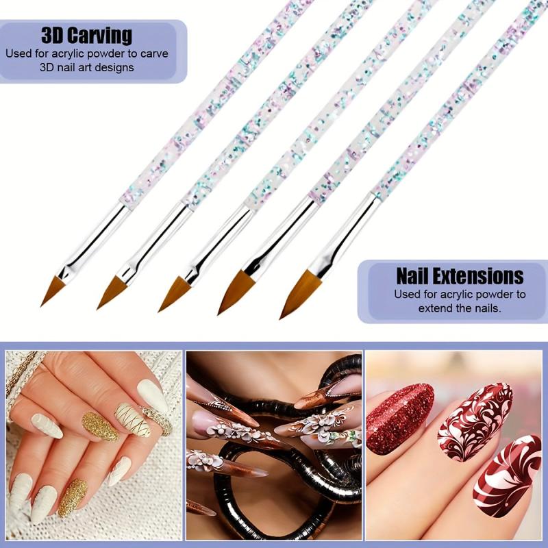33 Pcs Acrylic Nail Art Brushes Set Nail Dotting Tools Nail Dust Brush Striping