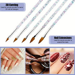 33 Pcs Acrylic Nail Art Brushes Set Nail Dotting Tools Nail Dust Brush Striping