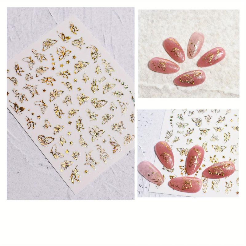 Silver 3D Butterfly Nail Art Stickers Foil Decals Women Girls DIY