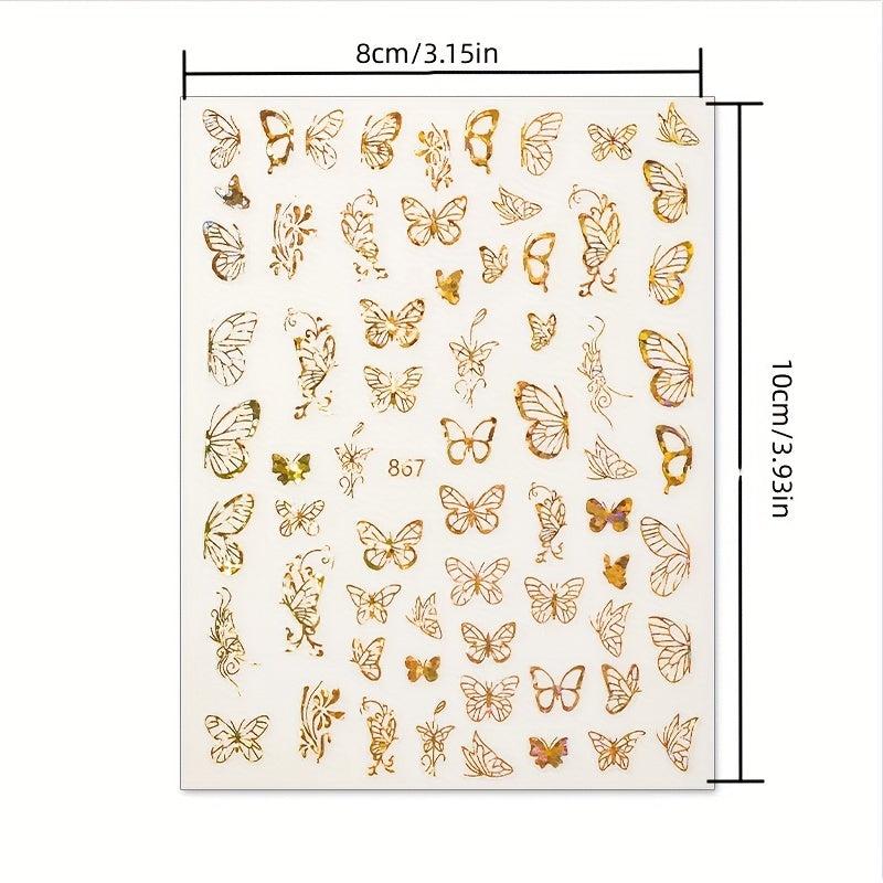 Silver 3D Butterfly Nail Art Stickers Foil Decals Women Girls DIY