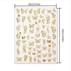 Silver 3D Butterfly Nail Art Stickers Foil Decals Women Girls DIY