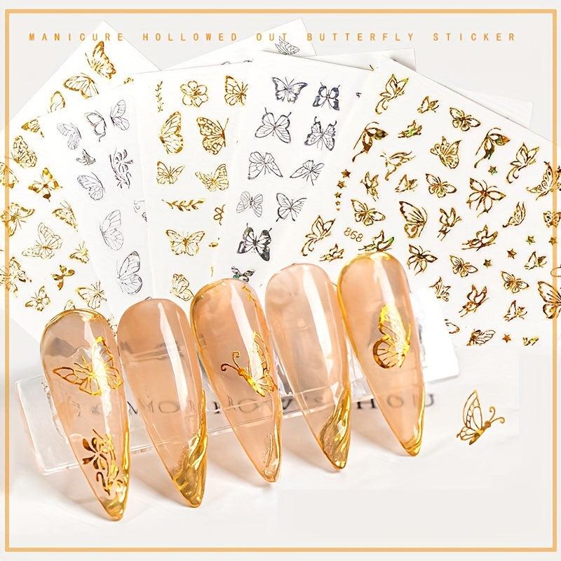 Silver 3D Butterfly Nail Art Stickers Foil Decals Women Girls DIY