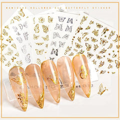 Silver 3D Butterfly Nail Art Stickers Foil Decals Women Girls DIY
