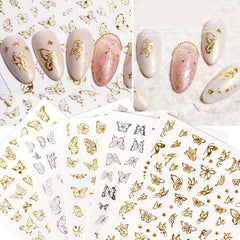 Silver 3D Butterfly Nail Art Stickers Foil Decals Women Girls DIY