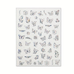 Silver 3D Butterfly Nail Art Stickers Foil Decals Women Girls DIY