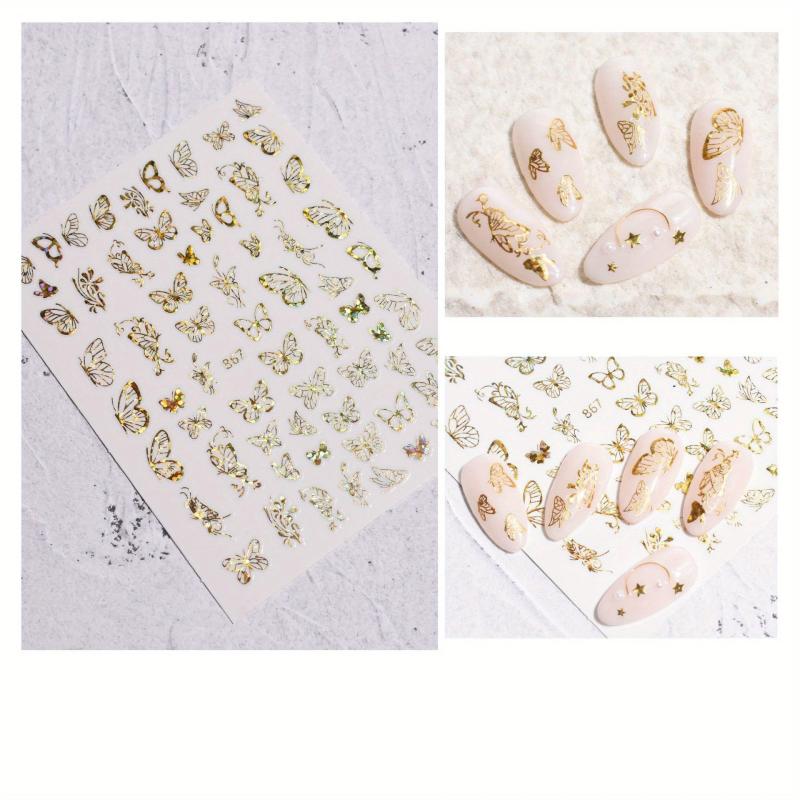 Silver 3D Butterfly Nail Art Stickers Foil Decals Women Girls DIY