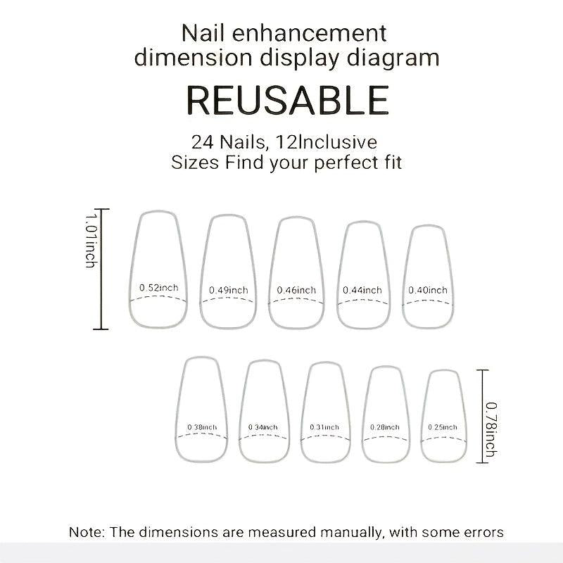 Matte Silver Gray False Nails 24 Pcs