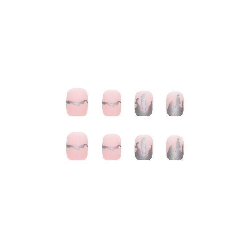 Matte Silver Gray False Nails 24 Pcs