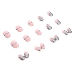 Matte Silver Gray False Nails 24 Pcs