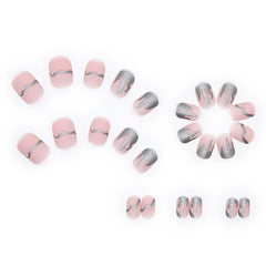 Matte Silver Gray False Nails 24 Pcs