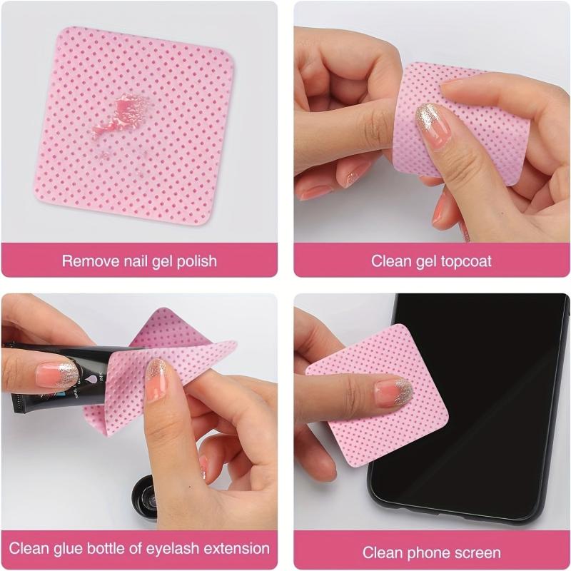 Lint Nail Wipes Nail Polish Remover Pads Pink
