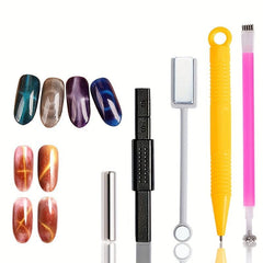 11pcs Cat Eye Gel Polish Magnet Set with Adhesive Stone & Pen