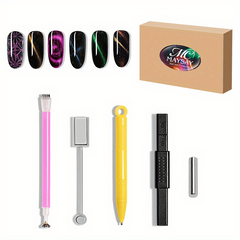 11pcs Cat Eye Gel Polish Magnet Set with Adhesive Stone & Pen