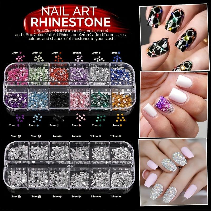 Nail Art Kit with Accessories, Brush, Dotting Tools, Stickers, Rhinestones