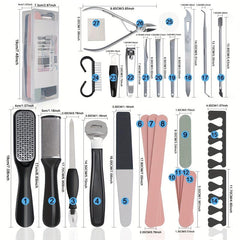 Professional Pedicure Tools Set 27 In 1 Foot Files Callus Remover For Feet
