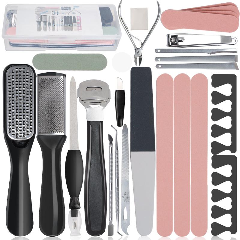 Professional Pedicure Tools Set 27 In 1 Foot Files Callus Remover For Feet