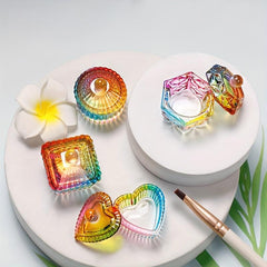 Crystal Glass Nail Art Dish Round Acrylic Liquid Powder Cup Bowl