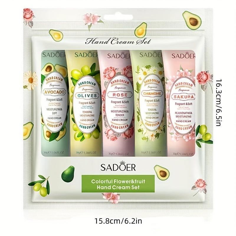 5-Pack Plant Fragrance Hand Cream Gift Set for Dry Cracked Hands