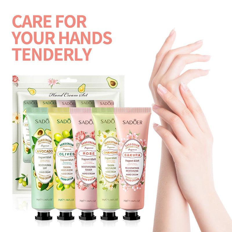 5-Pack Plant Fragrance Hand Cream Gift Set for Dry Cracked Hands