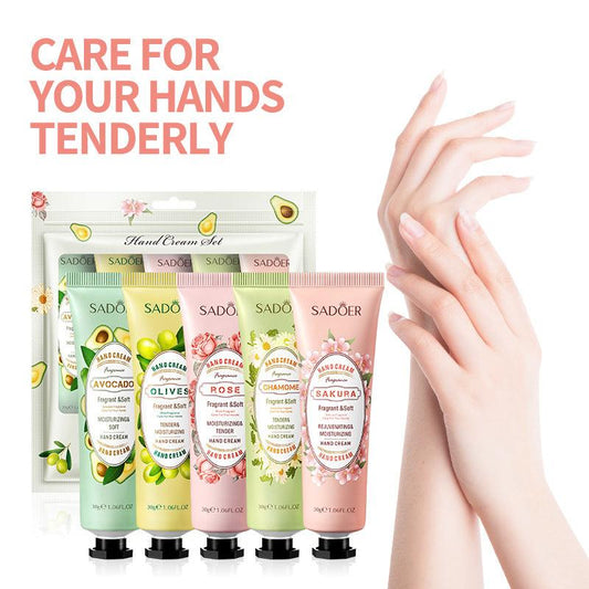 5-Pack Plant Fragrance Hand Cream Gift Set for Dry Cracked Hands