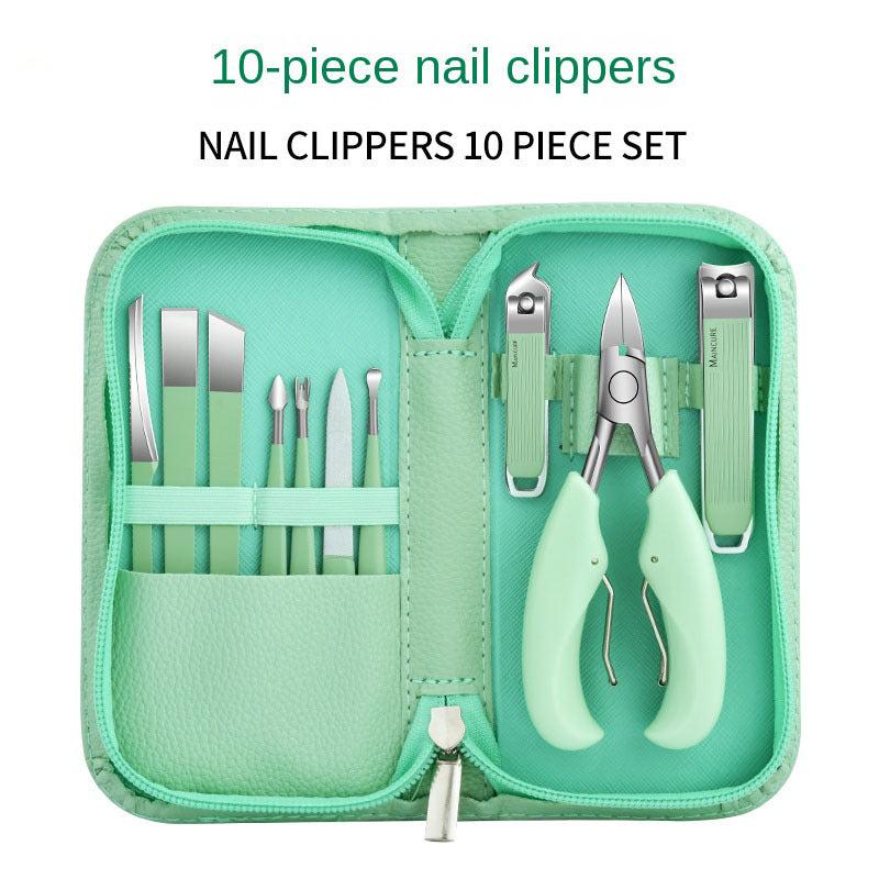 10 Pcs Professional Pedicure Manicure Set Nail Clipper Cutter Files Ear Spoon