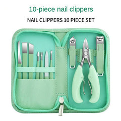 10 Pcs Professional Pedicure Manicure Set Nail Clipper Cutter Files Ear Spoon