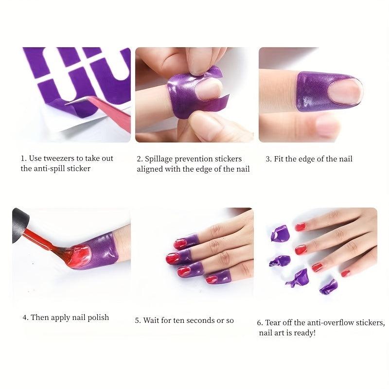 5sheets U Shape Nail Polish Protector Nail Guard Anti Splash Stickers