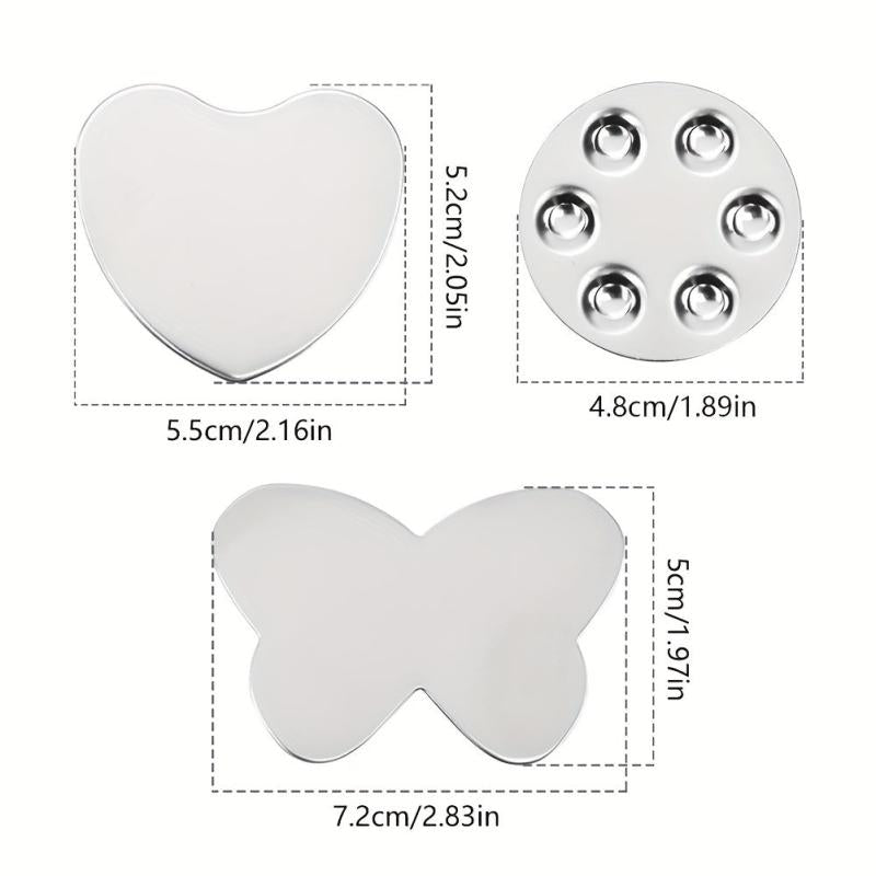 Stainless Steel Nail Art Palette Round Butterfly Heart Shape Finger Ring Palette