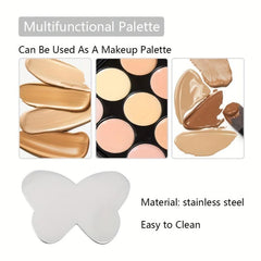 Stainless Steel Nail Art Palette Round Butterfly Heart Shape Finger Ring Palette