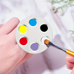 Stainless Steel Nail Art Palette Round Butterfly Heart Shape Finger Ring Palette
