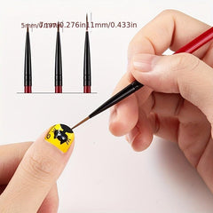 3Pcs Liner Stripe Brush Pen Set for Unique 3D Nail Art