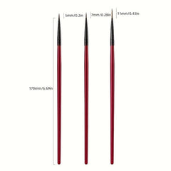 3Pcs Liner Stripe Brush Pen Set for Unique 3D Nail Art