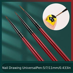 3Pcs Liner Stripe Brush Pen Set for Unique 3D Nail Art