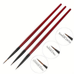 3Pcs Liner Stripe Brush Pen Set for Unique 3D Nail Art
