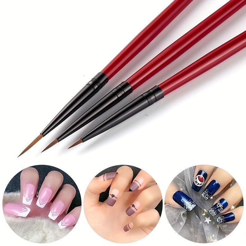 3Pcs Liner Stripe Brush Pen Set for Unique 3D Nail Art