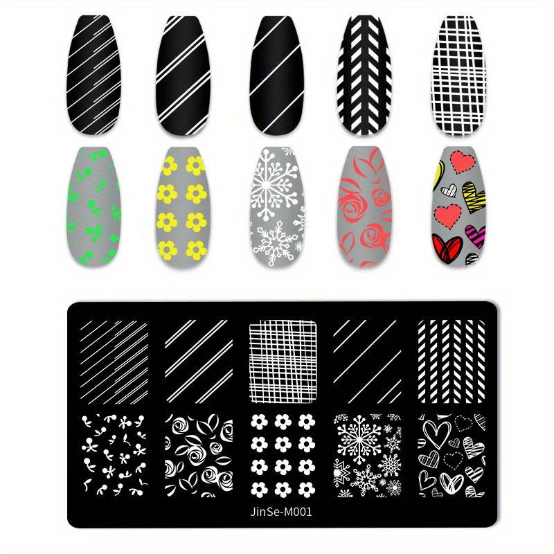 Snowflake Plaid Stamping Plates Nail Art Decoration Tool