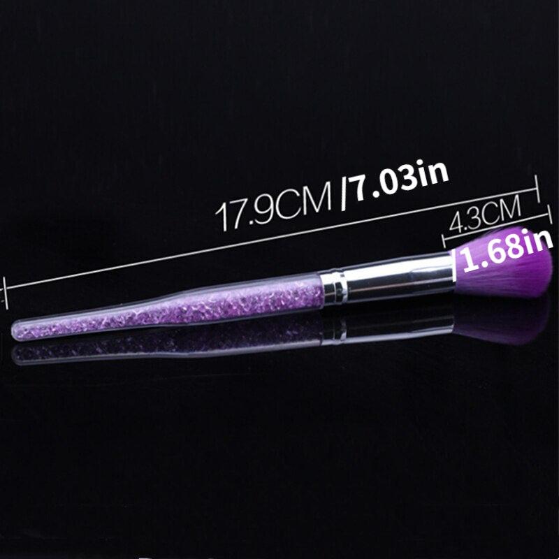 Multifunction Nail Art Dusting Brush Colorful Crystal Handle Brush
