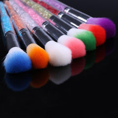 Multifunction Nail Art Dusting Brush Colorful Crystal Handle Brush