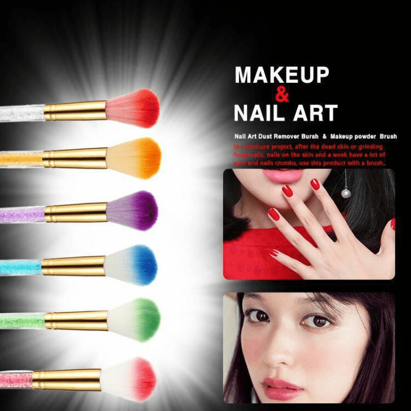 Multifunction Nail Art Dusting Brush Colorful Crystal Handle Brush