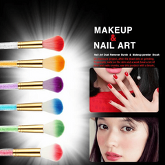 Multifunction Nail Art Dusting Brush Colorful Crystal Handle Brush