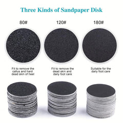 100pcs 25mm Pedicure File Replacement Sandpaper Wheel Foot Rasp File