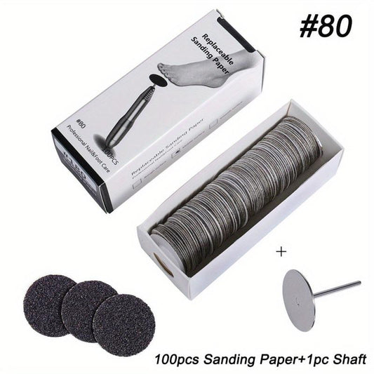 100pcs 25mm Pedicure File Replacement Sandpaper Wheel Foot Rasp File