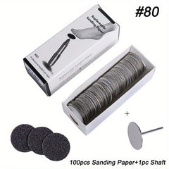 100pcs 25mm Pedicure File Replacement Sandpaper Wheel Foot Rasp File