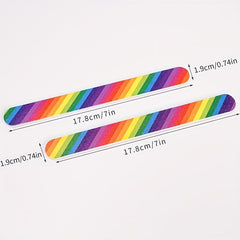 50pcs Colorful Nail File Strips Rainbow Flowers Double Sided File