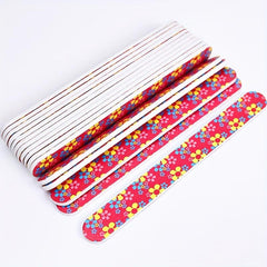 50pcs Colorful Nail File Strips Rainbow Flowers Double Sided File