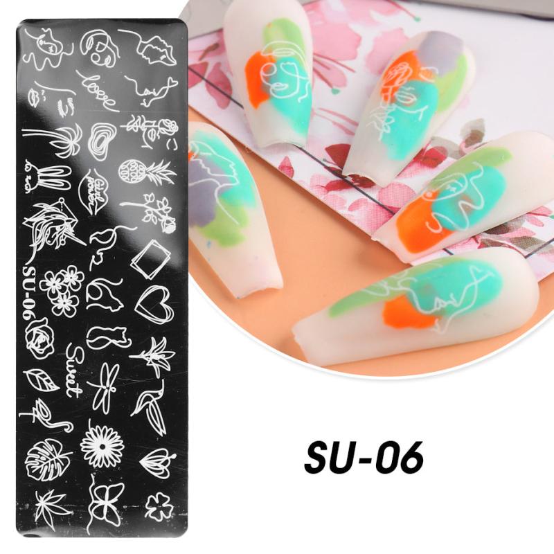 Coconut Tree Nail Art Stamping Plate Leaf Flower Geometry Letter Image Templates