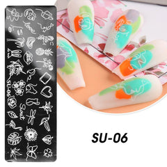 Coconut Tree Nail Art Stamping Plate Leaf Flower Geometry Letter Image Templates