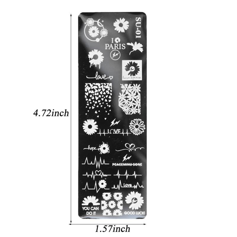 Coconut Tree Nail Art Stamping Plate Leaf Flower Geometry Letter Image Templates