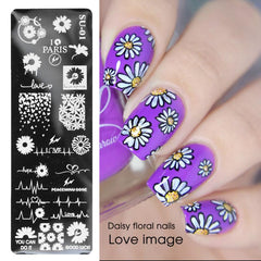 Coconut Tree Nail Art Stamping Plate Leaf Flower Geometry Letter Image Templates
