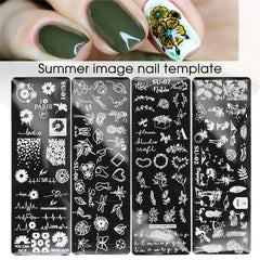 Coconut Tree Nail Art Stamping Plate Leaf Flower Geometry Letter Image Templates